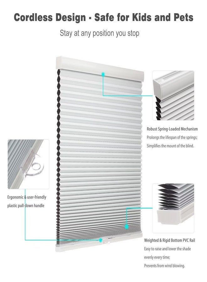 MYshade Blackout Cordless Cellular Shades Honeycomb Shade for Indoor Windows Room Darkening Blinds for Home Office Pull Down Window Shades Easy to Install 34 inch Wide, H72 White Pleated Shade - Image 2